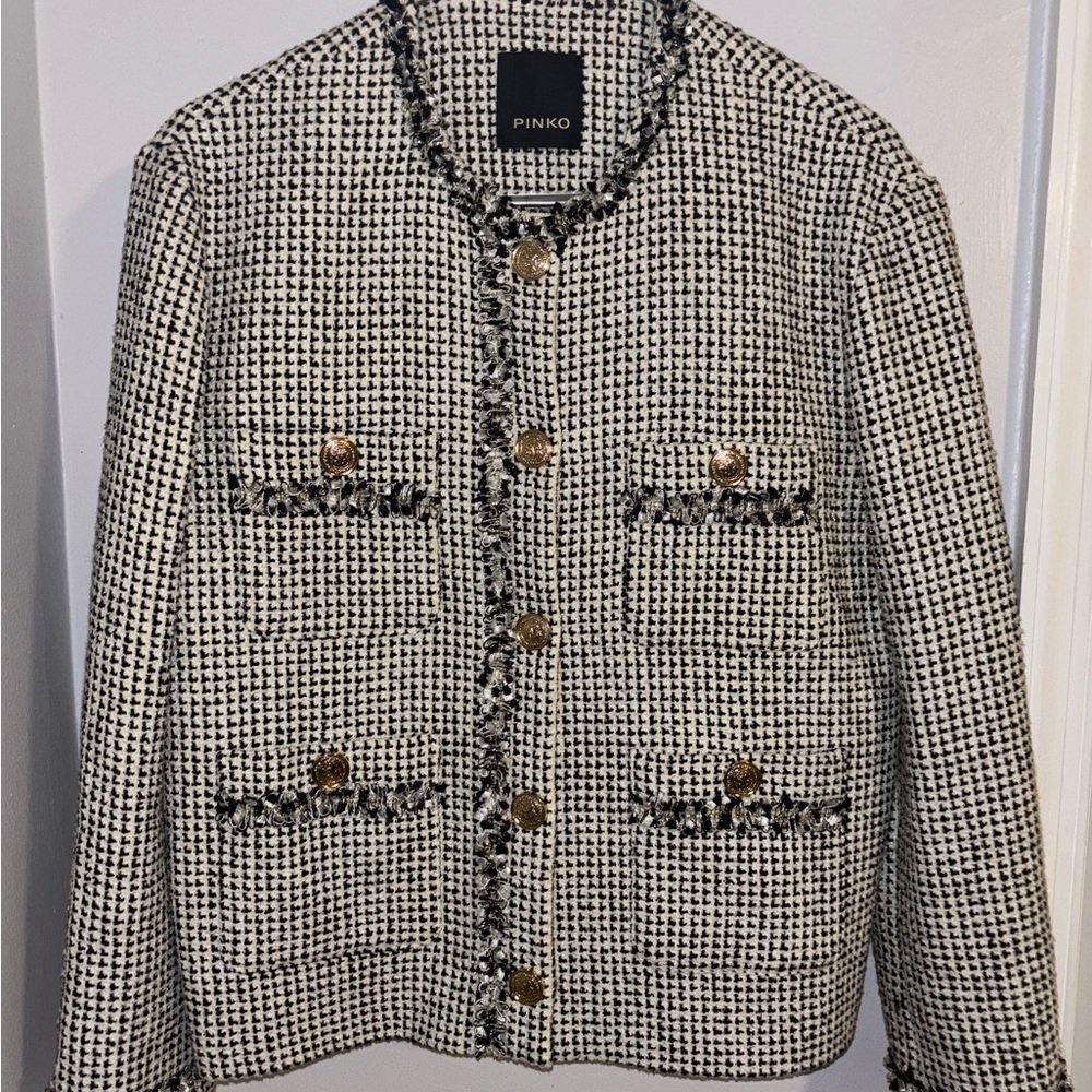 Pinko Women's Black/White Tweed Jacket
